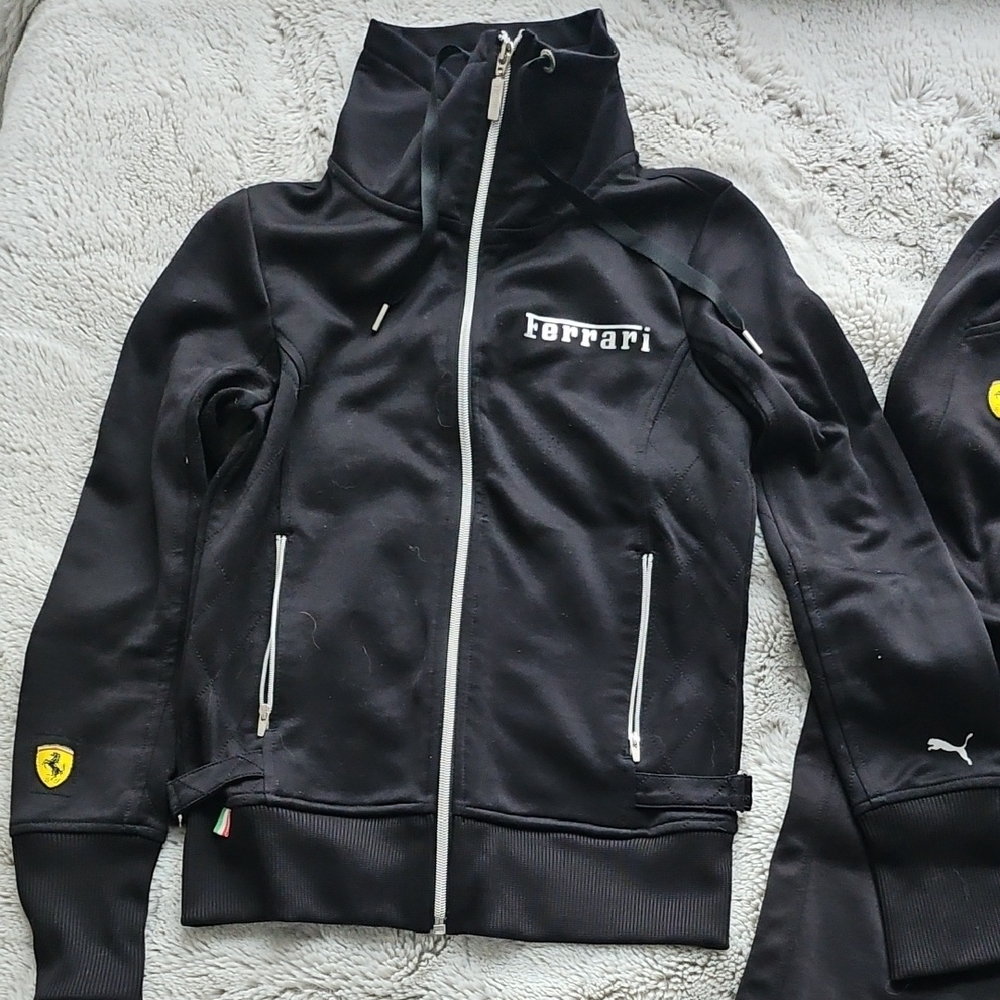 Puma Ferrari Black Zip-Up Jacket And Pants (Track Suit Set)